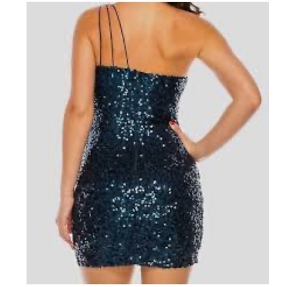B. Darlin Sequin One shoulder Bodycon Mini Dress deep turquoise Junior size 5/6 - Picture 2 of 13